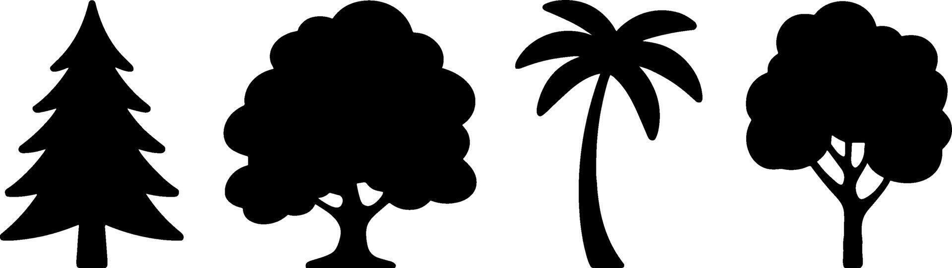 Tree Silhouettes Set Pine Oak Palm Urban Landscape vector