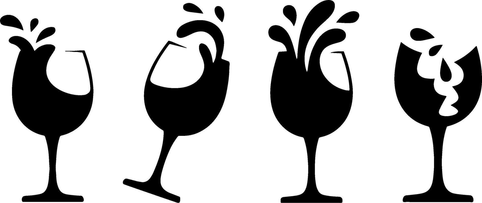 Breaking Wine Glass Splash Pouring Sequence Set vector