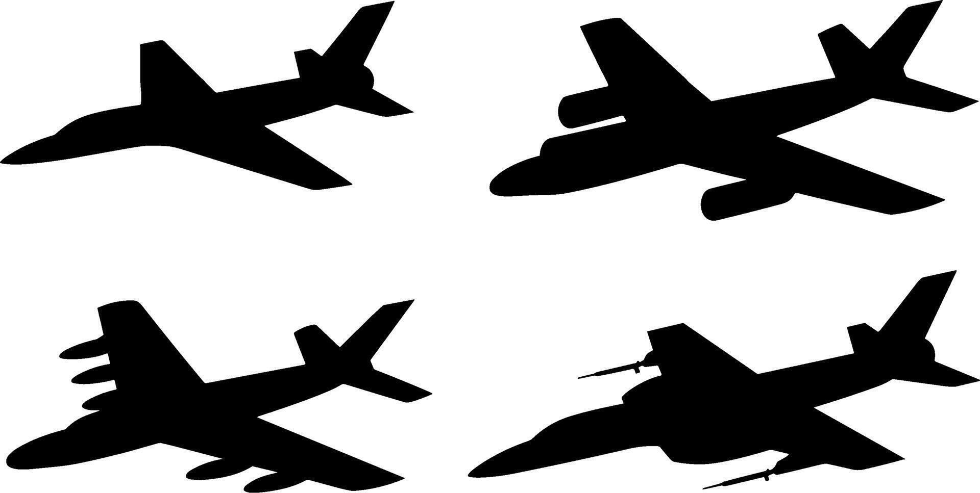 Military Aircraft Silhouettes Set Fighter Bomber Plane Jets vector