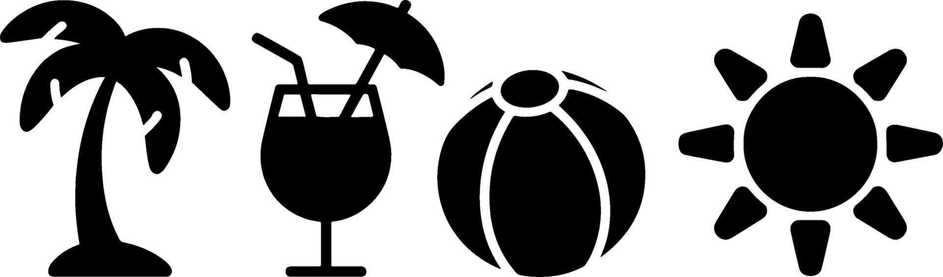 Summer Vacations Palm Tree Cocktail Beach Ball Sun vector
