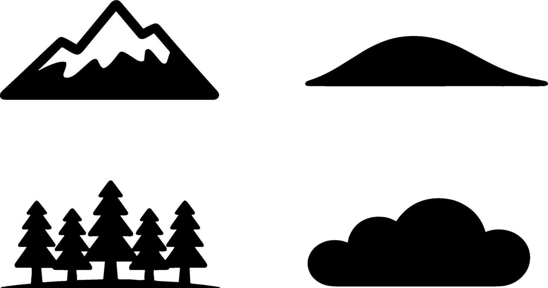 Minimalist Mountain Hill Pine Trees Cloud Natures vector