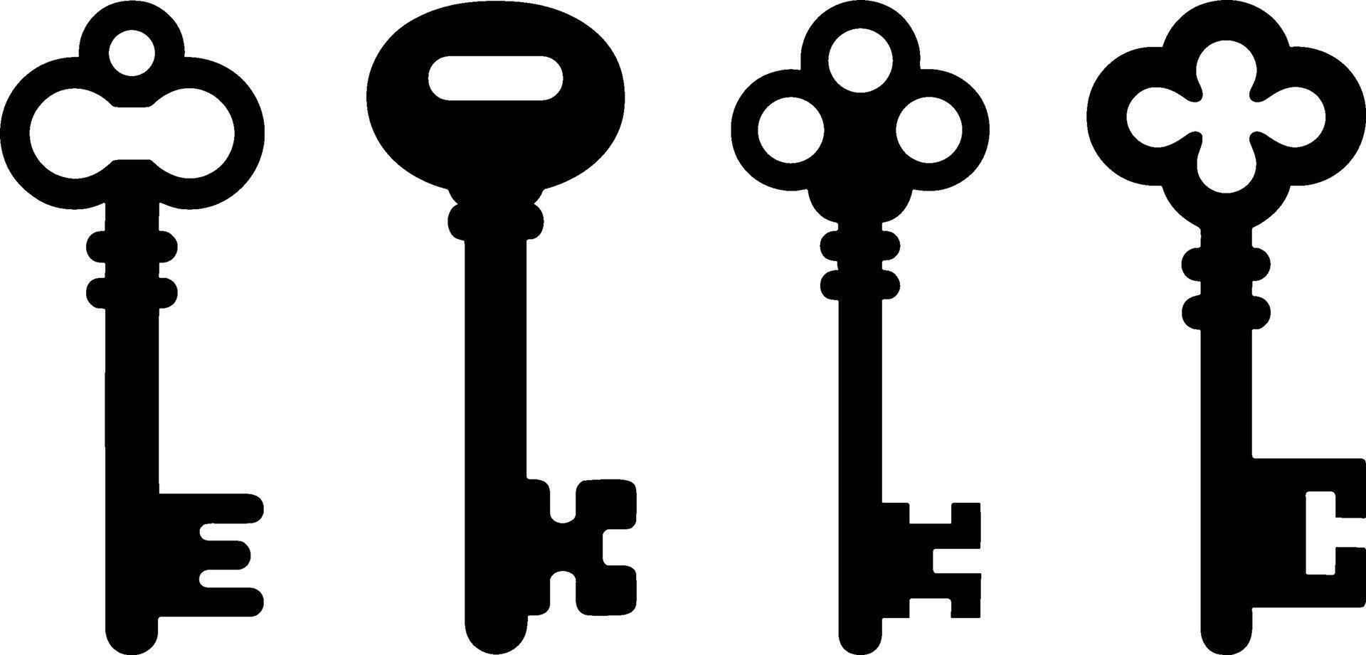 Vintage Skeleton Key Set Old Style Lock Keys vector