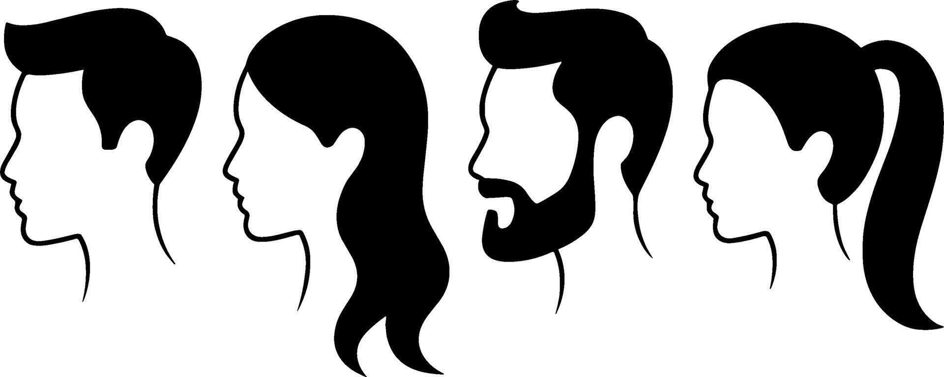 Profile Silhouettes Male Female Hairstyles Social Concept vector