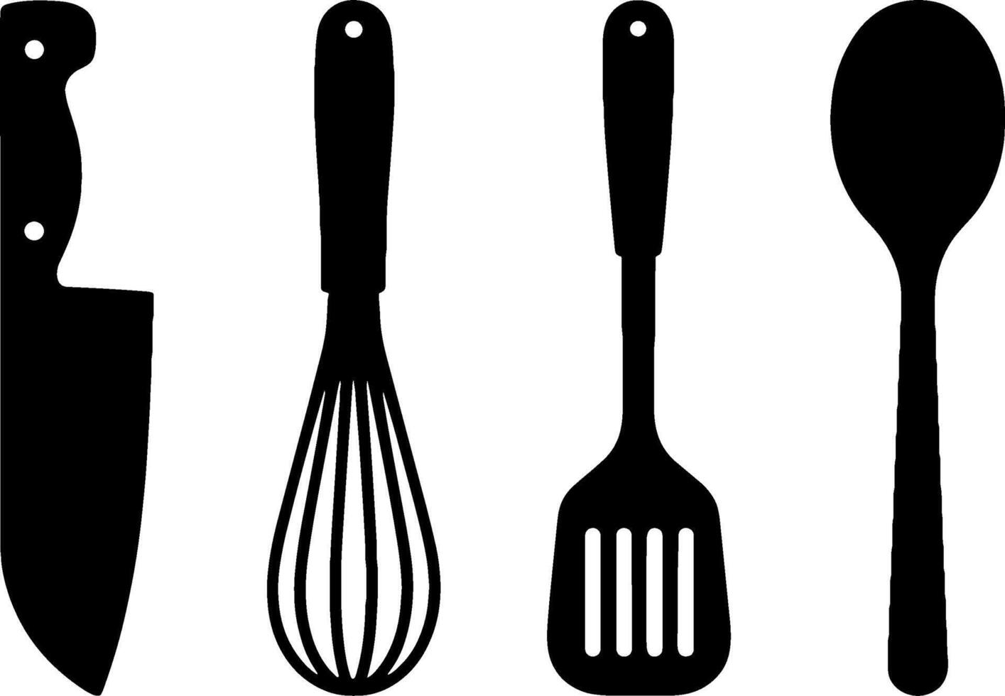 Kitchen Utensil Set Knife Whisk Spatula Spoon Cooking Tools vector