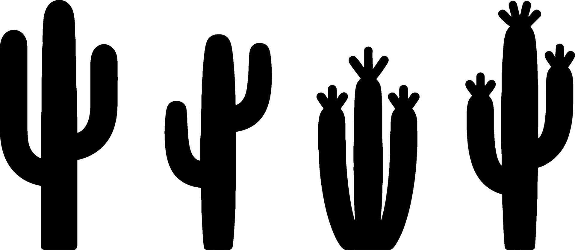 Silhouette Cactus Set Desert Plants Collection vector