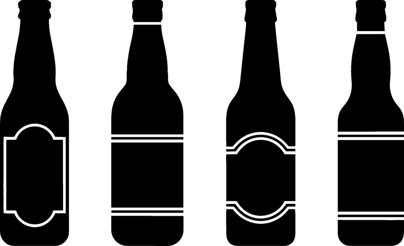Beer Bottle Silhouettes Set Label Shapes Template vector