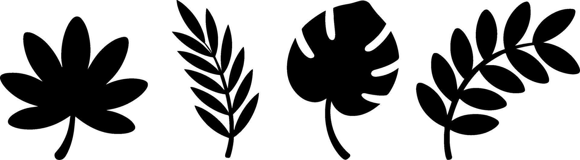 Tropical Leaf Silhouettes Set Botanical Nature Decoration vector