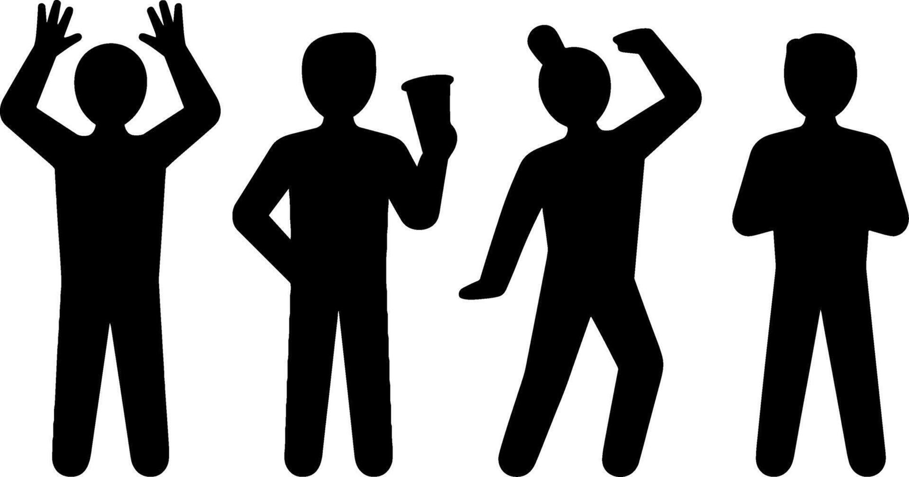 Black Silhouettes People Gesturing Communication Concept vector