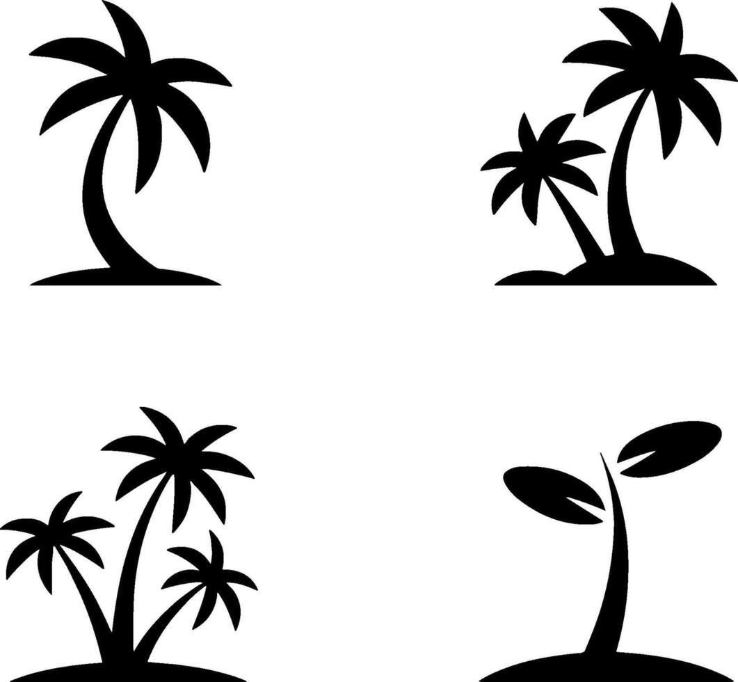 Black Palm Trees Tropical Island Concept Set vector