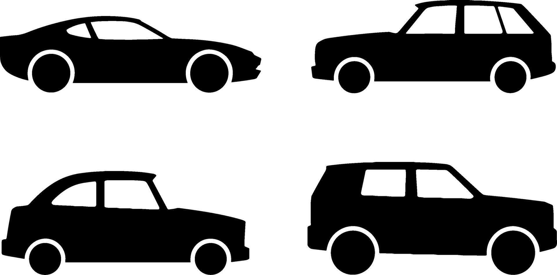Car Silhouettes Set Compact Sedan Hatchback SUV Coupe vector