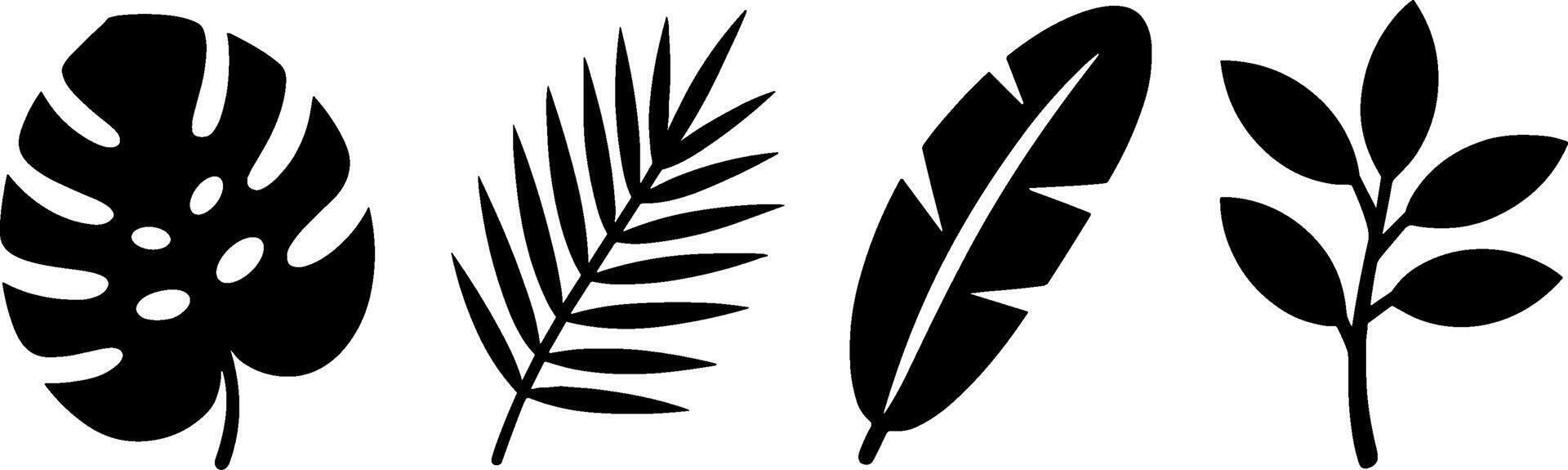 Tropical Leaf Silhouettes Set Botanical Nature Pack vector