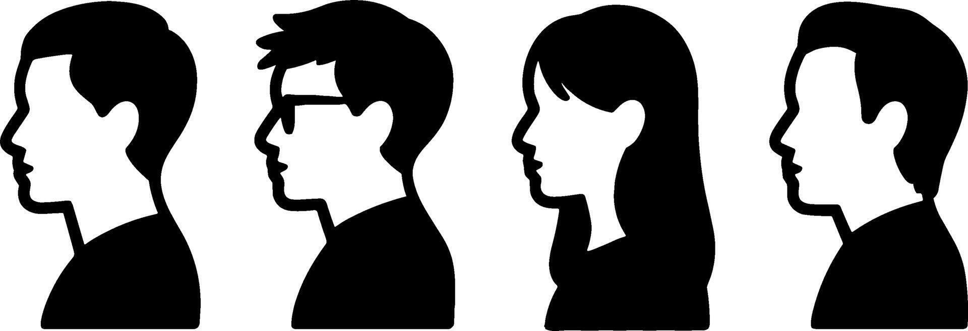 Silhouette Profile Faces Set Male Female Social Network Avatars vector
