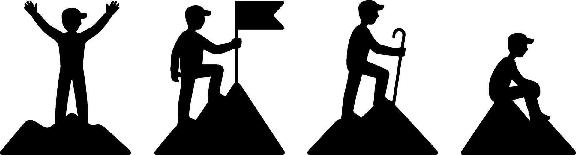 Person Climbing Mountain Peak Progress Success Concept vector