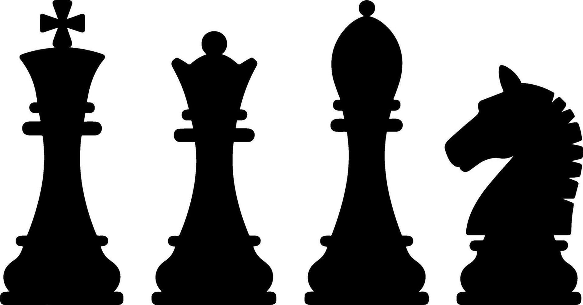Chess King Queen Bishop Knight Silhouettes vector