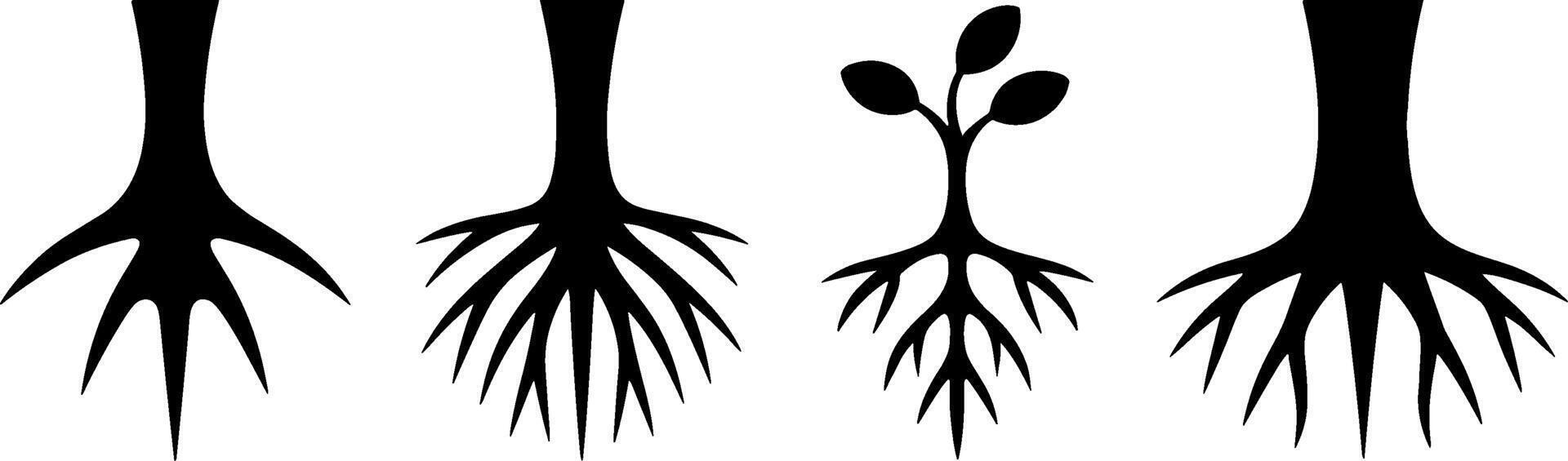 Tree Root Silhouettes Growth Concept Nature Symbols vector