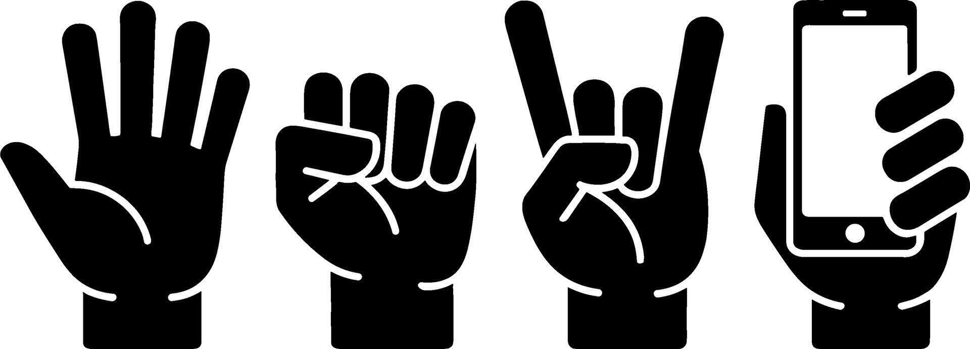 Hand Gestures Fist Rock Smartphone Communication vector
