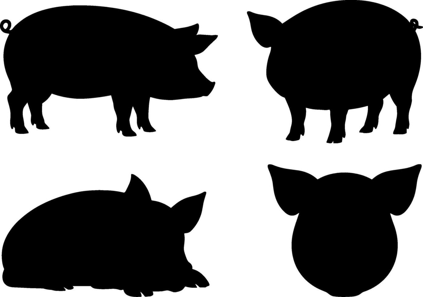 Pig Silhouette Set Farm Animal Collection vector