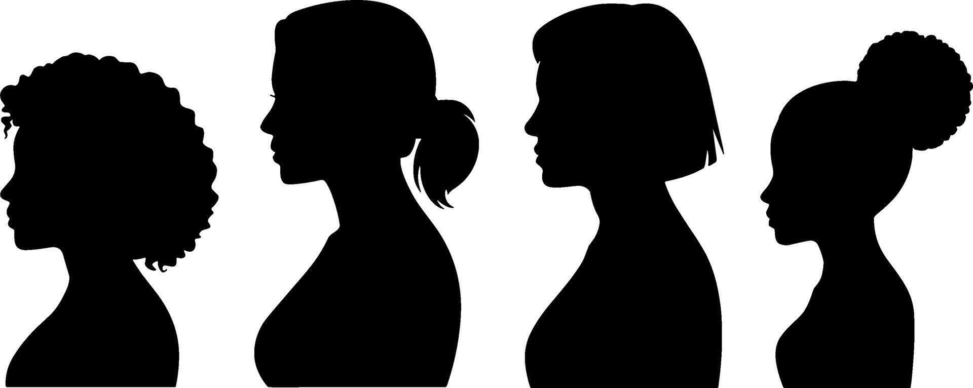 Women Profile Silhouettes Different Hairstyles Beauty Concept vector