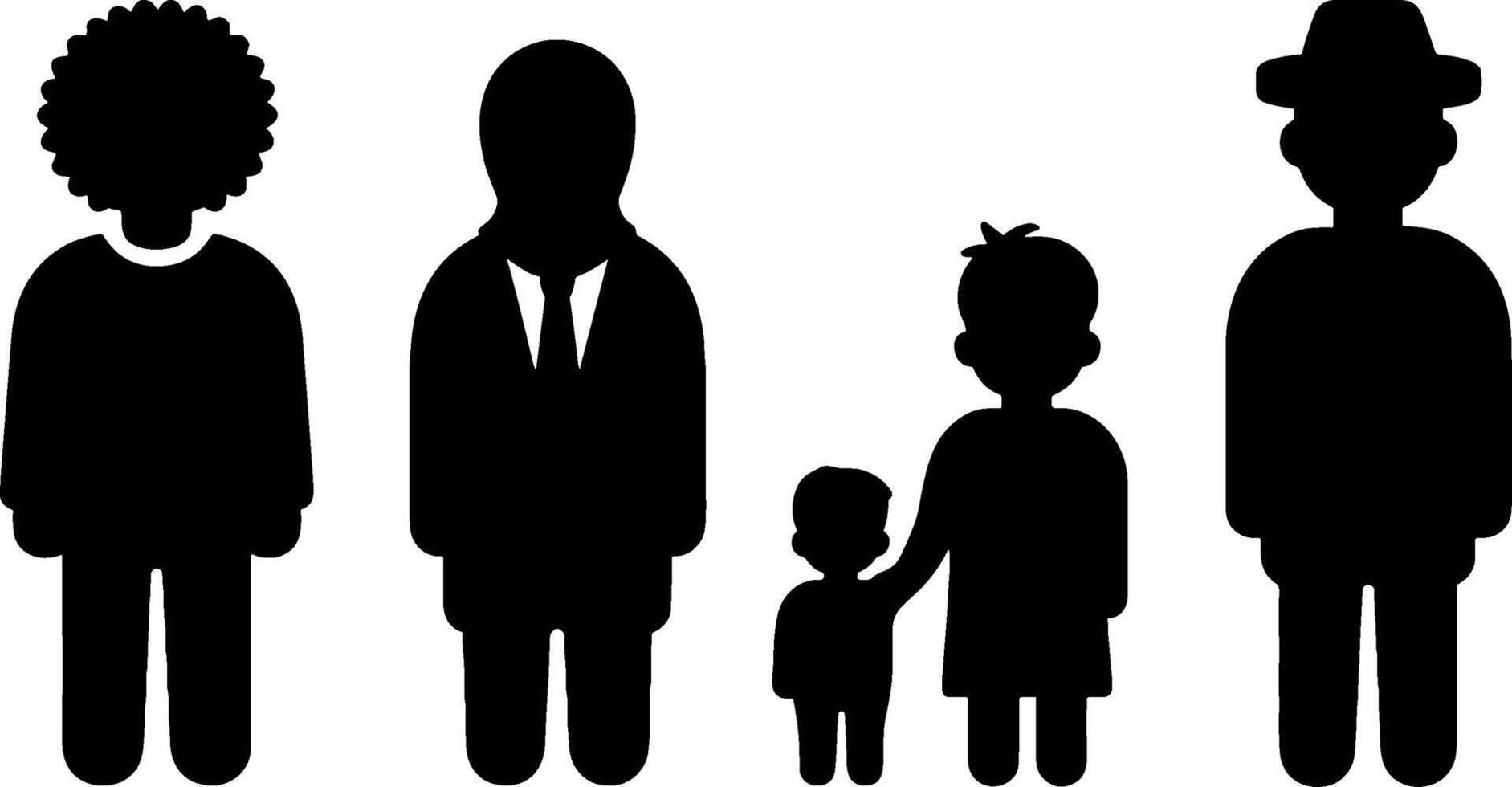 Diverse Family Silhouettes Group Holding Hands Social Concept vector