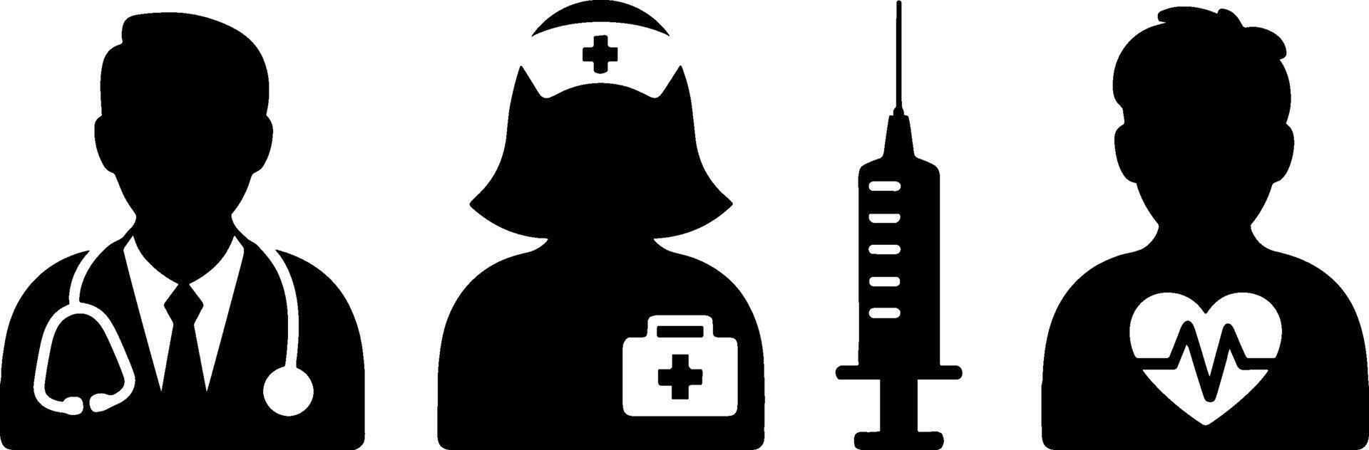 Medical Doctor Nurse Syringe Heartbeat Health Cares vector