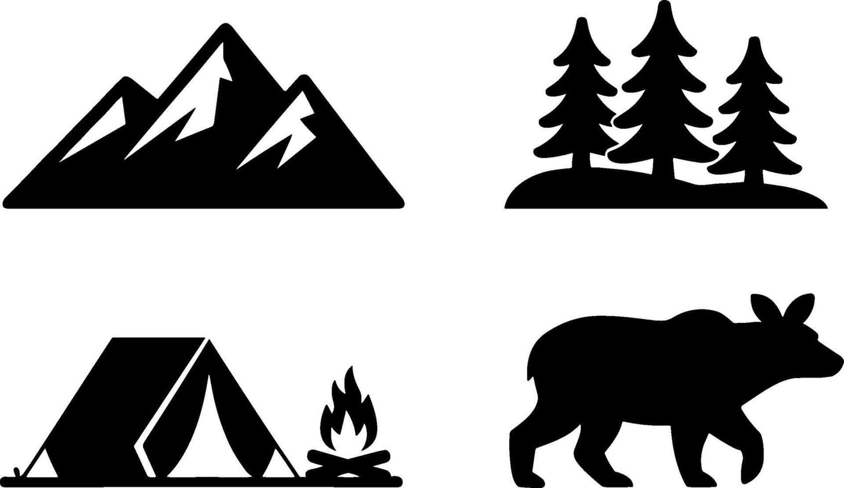 Mountain Pine Tree Tent Campfire Bear Outdoor Wildernesss vector