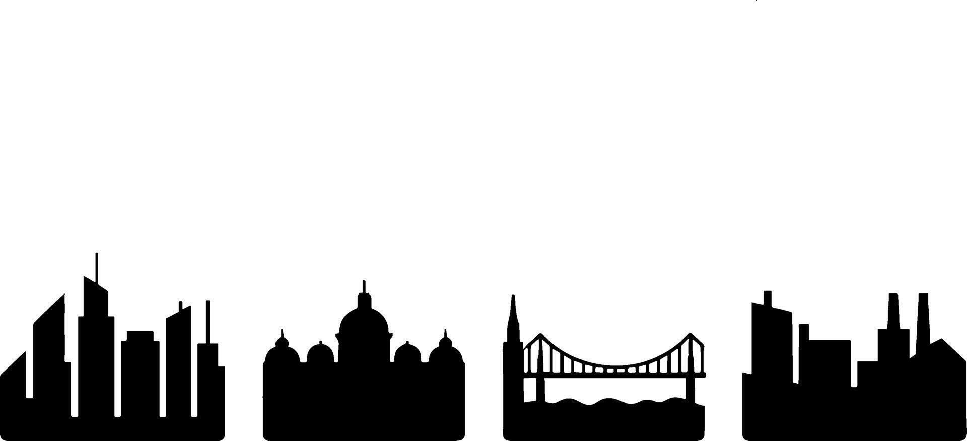City Skyline Monument Bridge Factory Silhouettes Collection vector