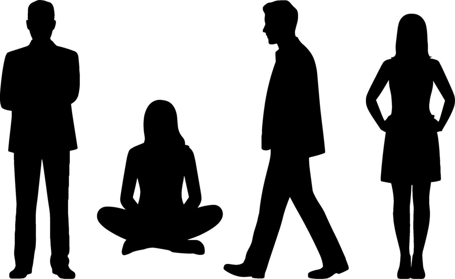 Business People Silhouette Standing Sitting Walking Women Men vector