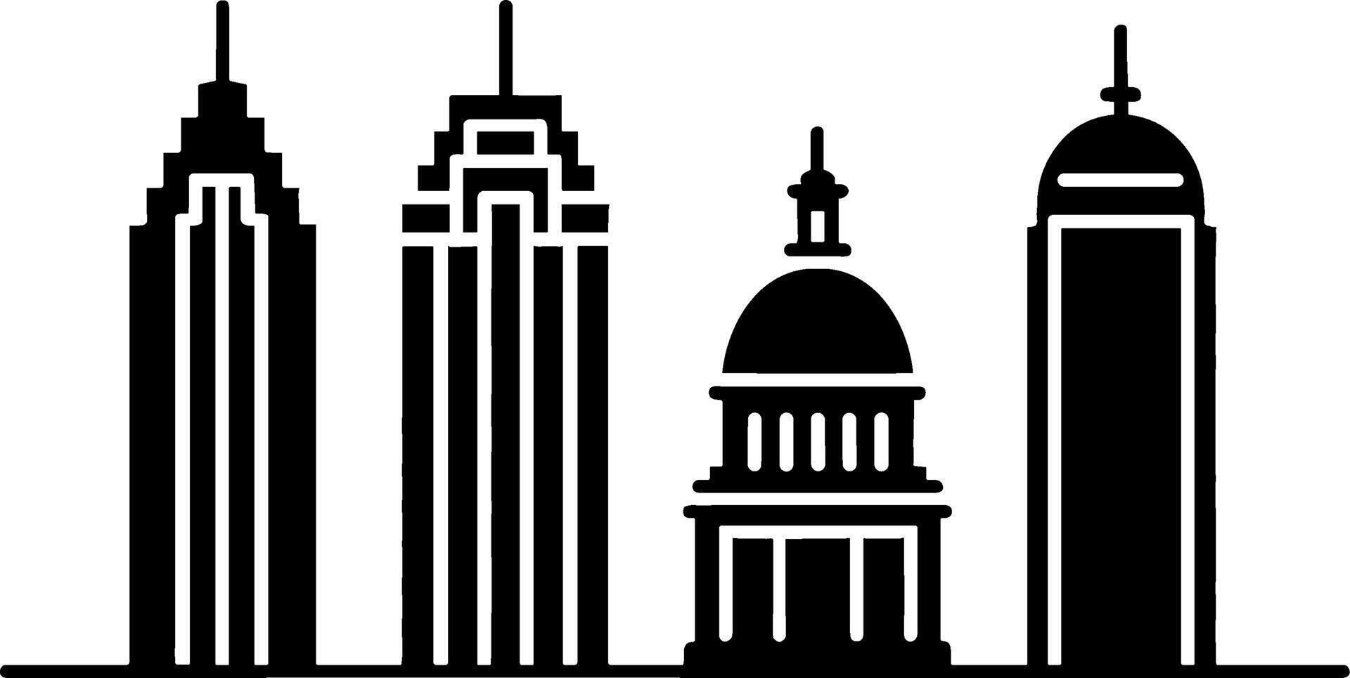City Skyline Buildings Silhouette Urban Landmarks Architecture vector