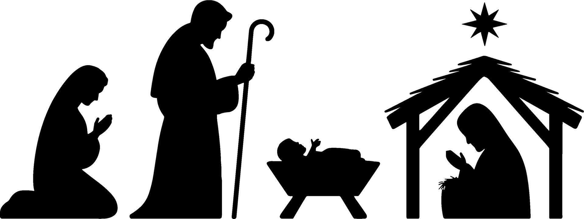 Nativity Scene Silhouette Holy Family Christmas Symbol vector