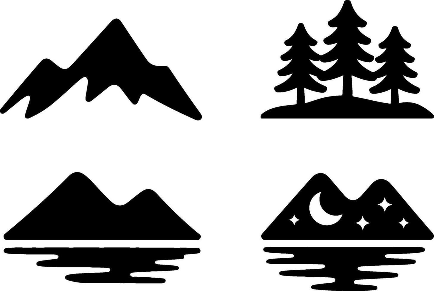 Mountain Landscape Tree Natures Set for Outdoor Adventure vector