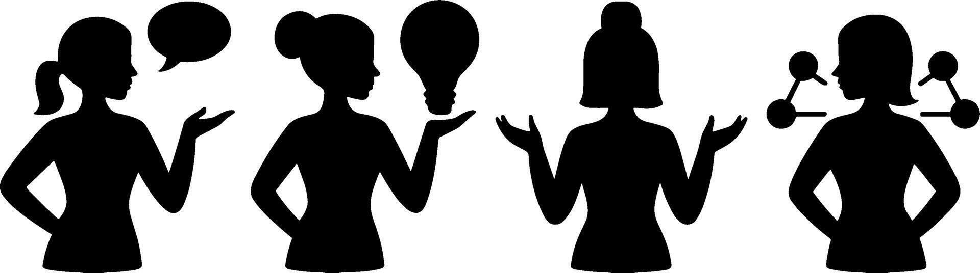 Woman Silhouettes Communication Idea Science Conceptss vector