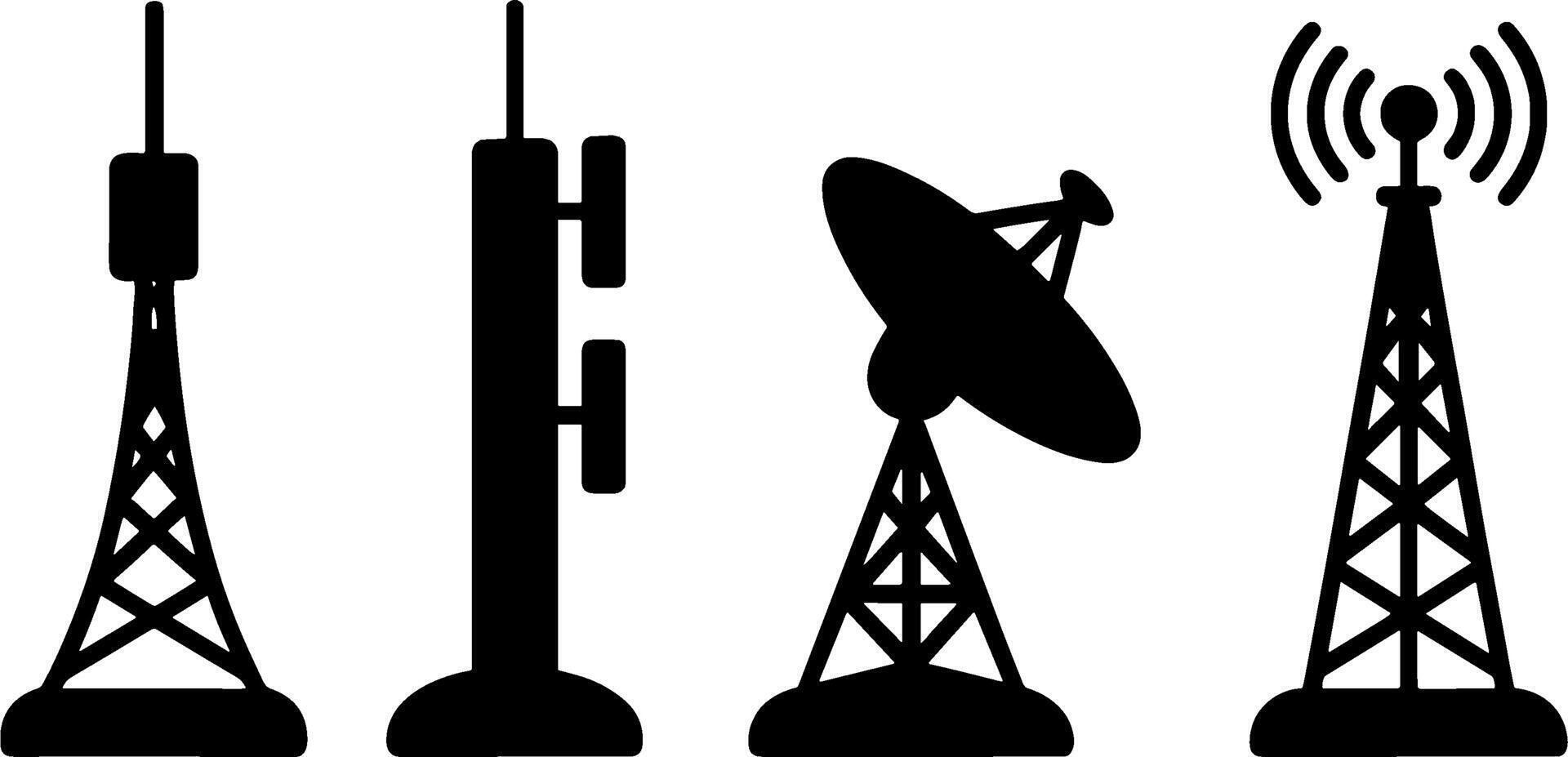 Communication Tower Antenna Set Telecommunication Signals vector