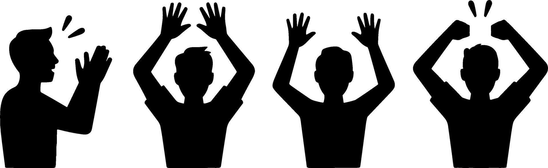 Cheering People Silhouettes Applause and Celebrations vector