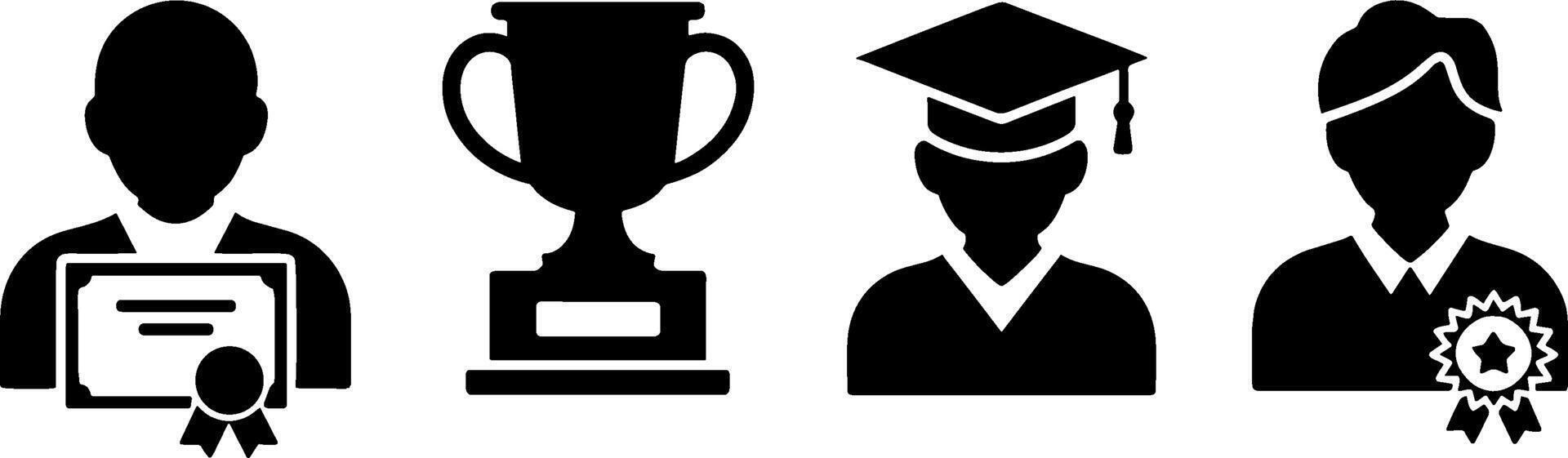 Achievement Award Certificate Graduate Cap Set for Education Success vector
