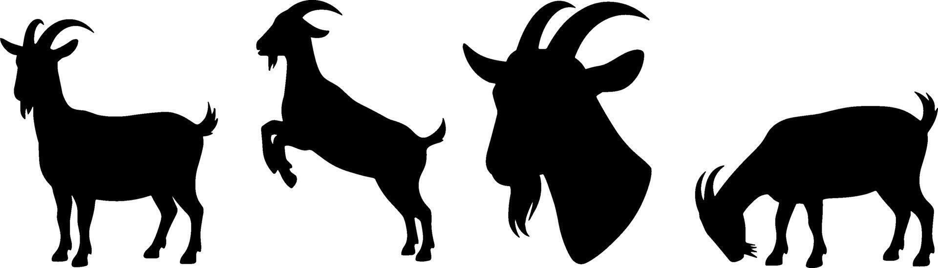 Goat Silhouettes Set Farm Animals vector