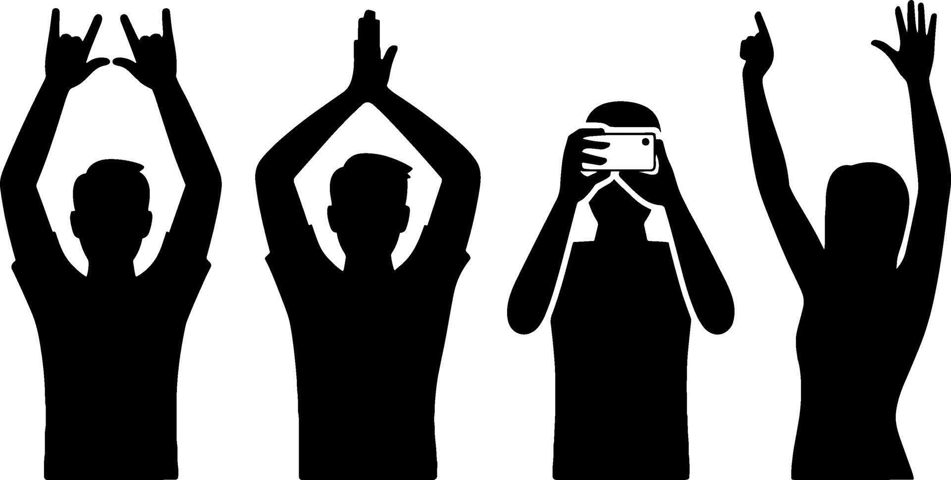 Silhouettes People Gesturing Taking Celebrating vector