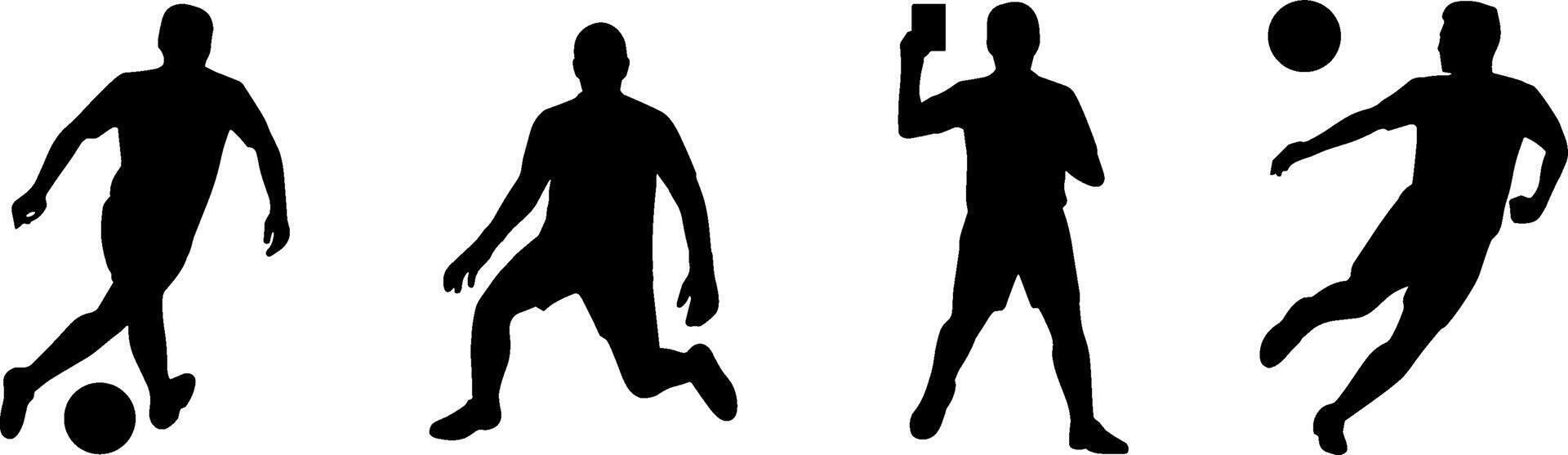 Soccer Player Silhouettes Actions Set Football Sports Concept vector