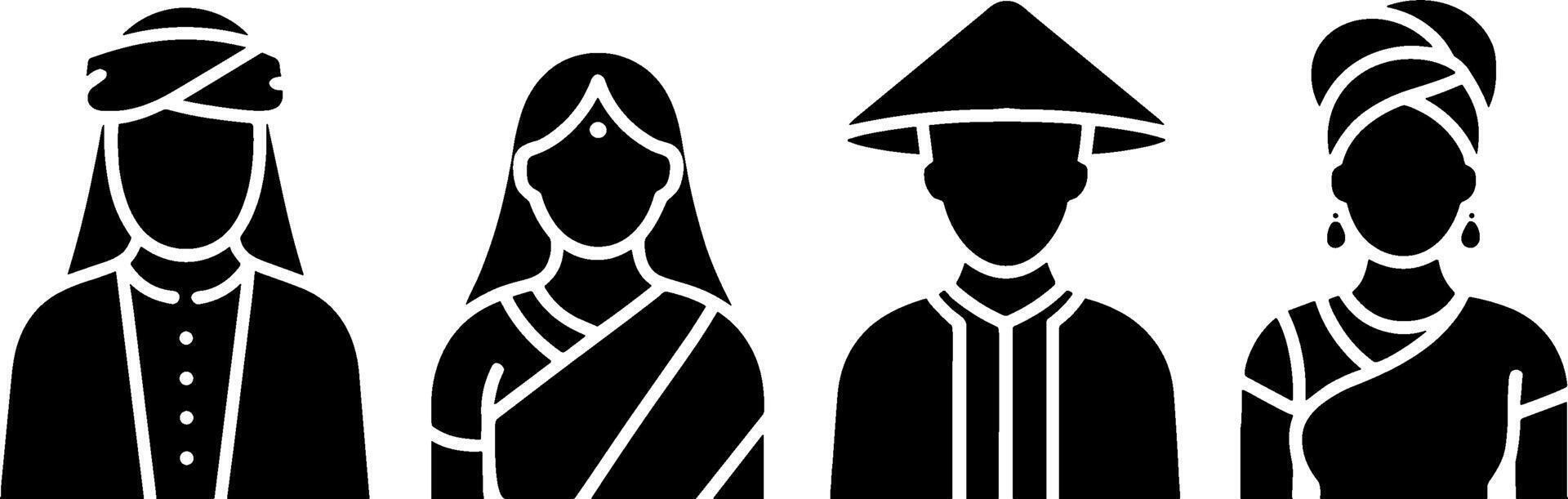 Ethnic People Avatars Traditional Clothing Diversitys Set vector