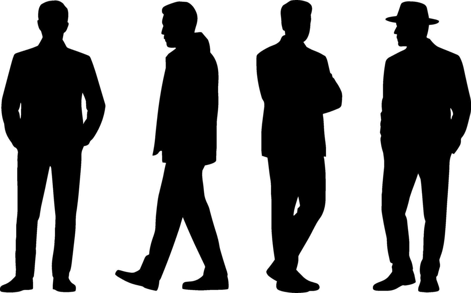Male Silhouette Group Standing Casual Formal Attire vector