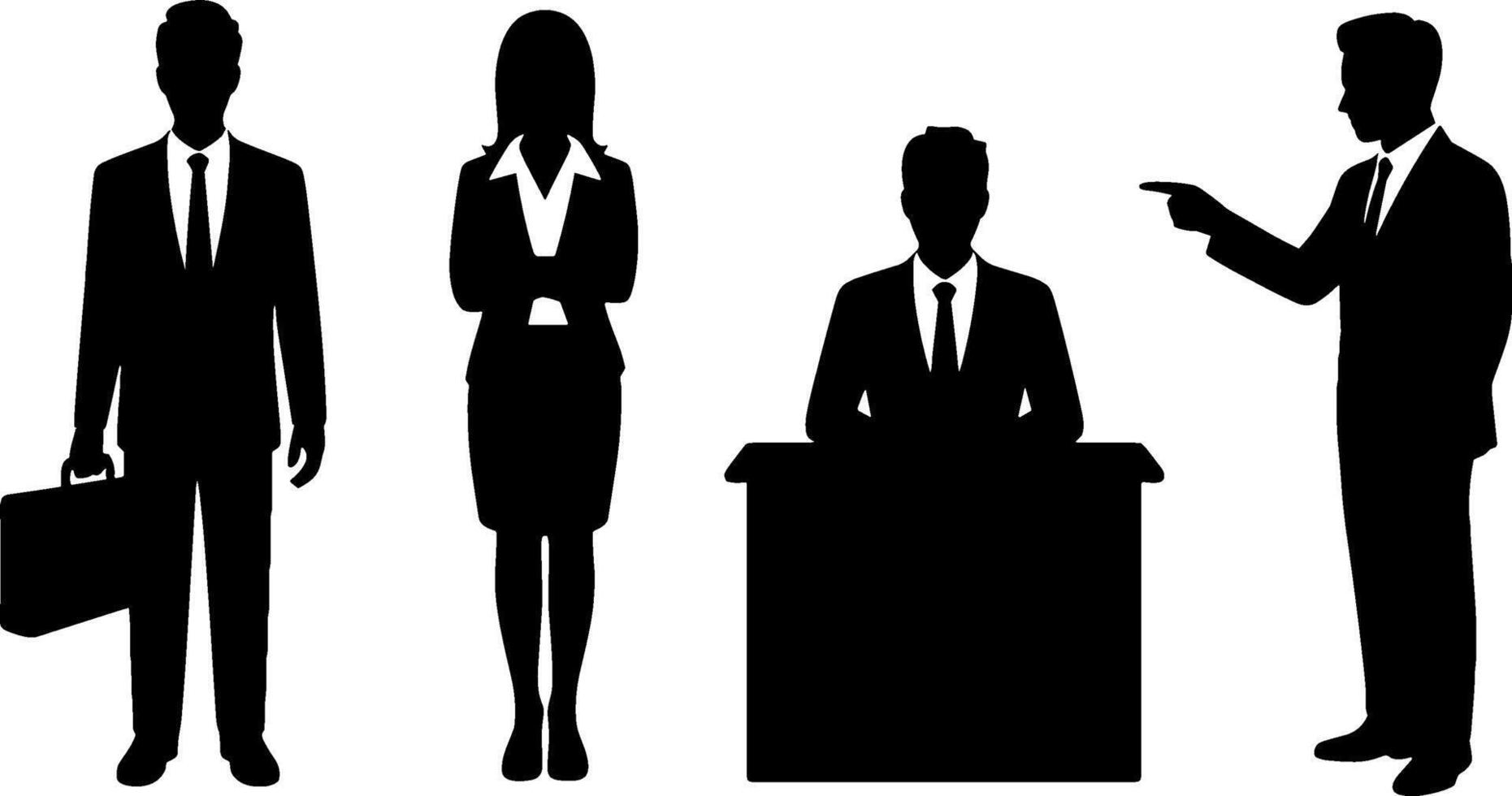 Business People Silhouettes Corporate Team Office Interaction vector