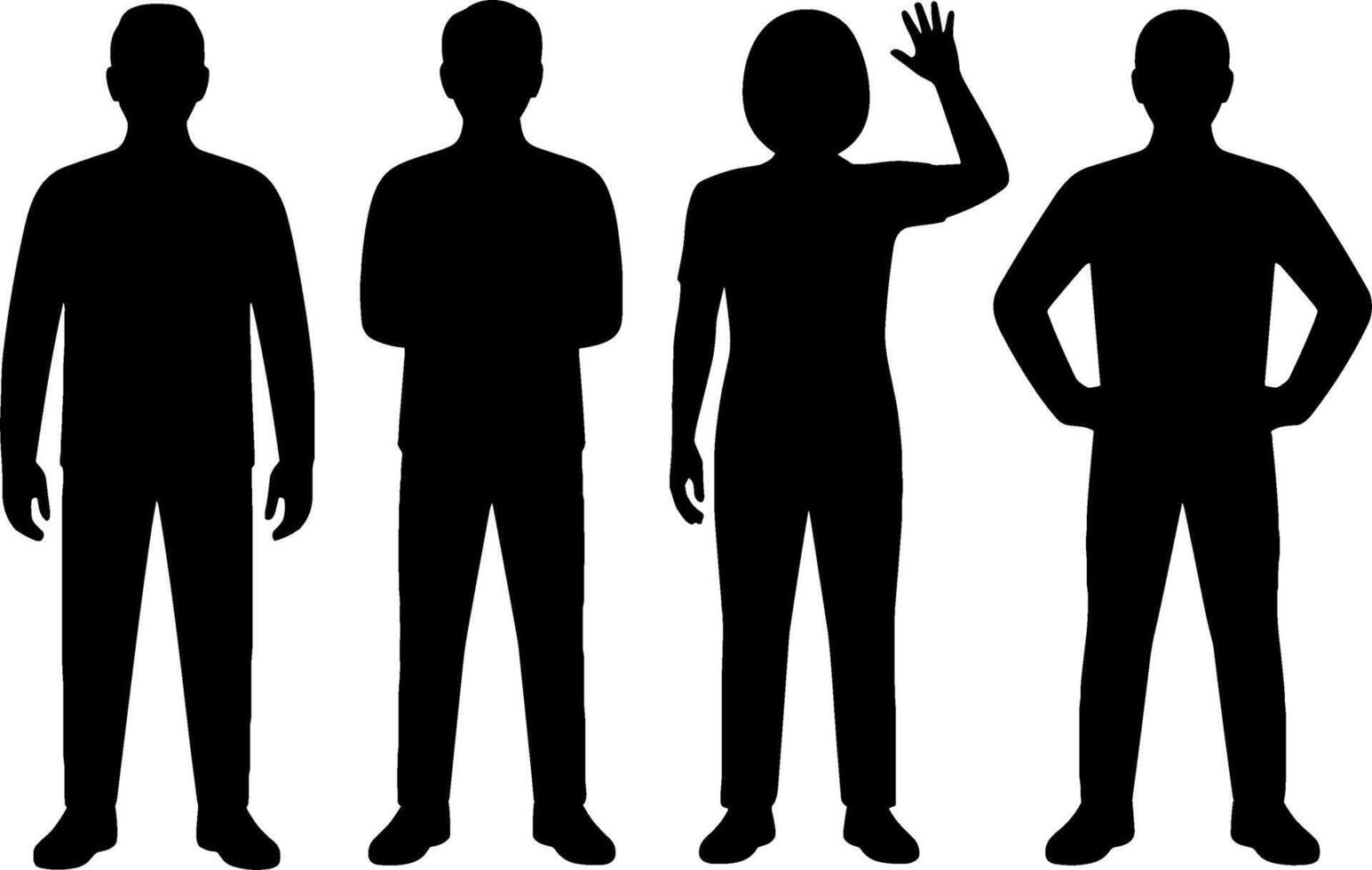 Human Silhouettes Standing Poses Waving Gesture s vector