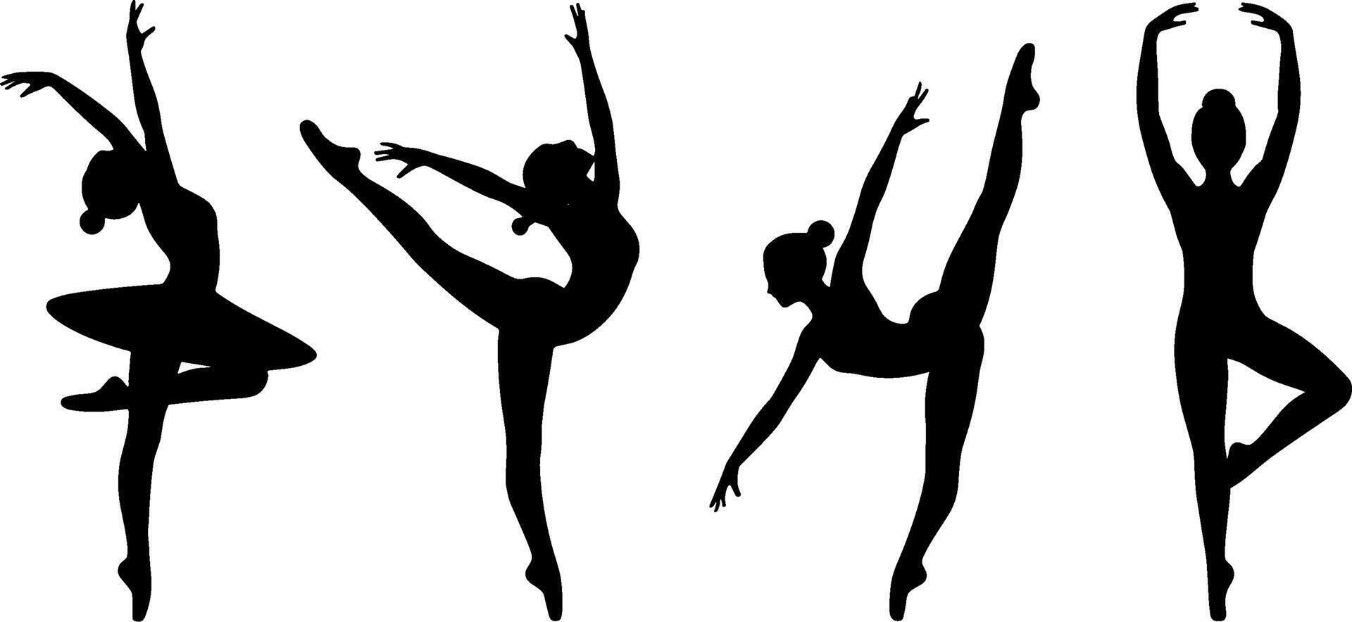 Ballet Dancer Silhouettes Poses Graceful Ballet Dance Art vector