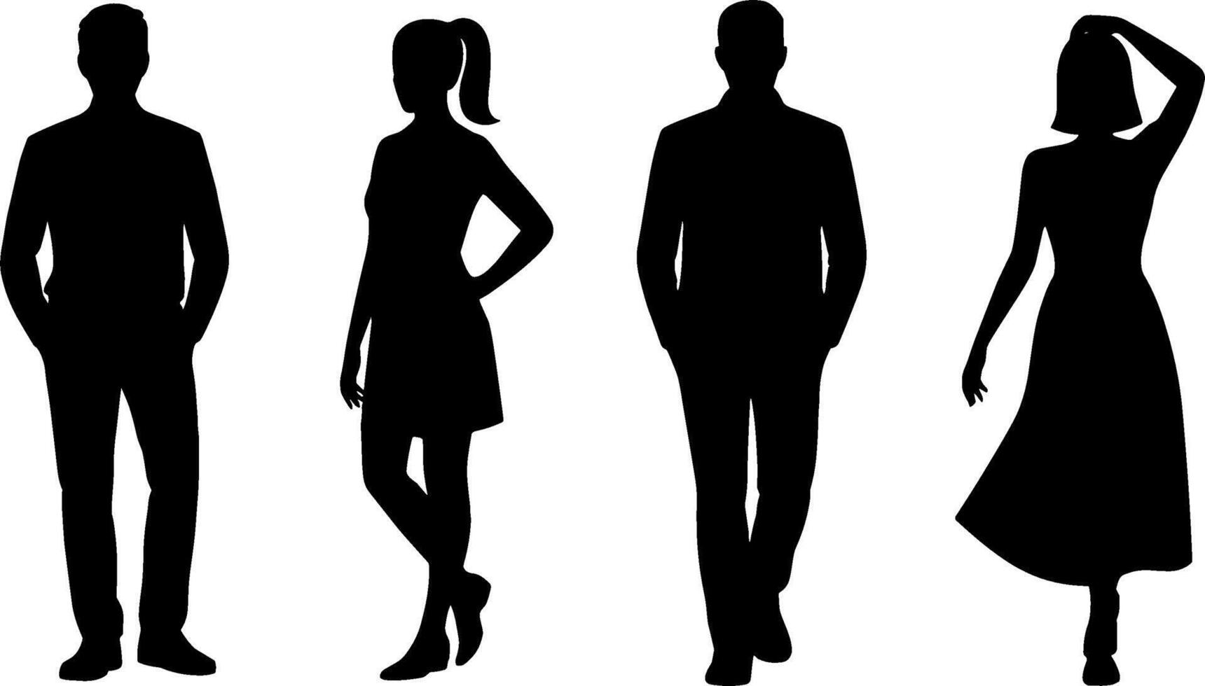 Silhouette People Standing Male Female Fashion Poses vector