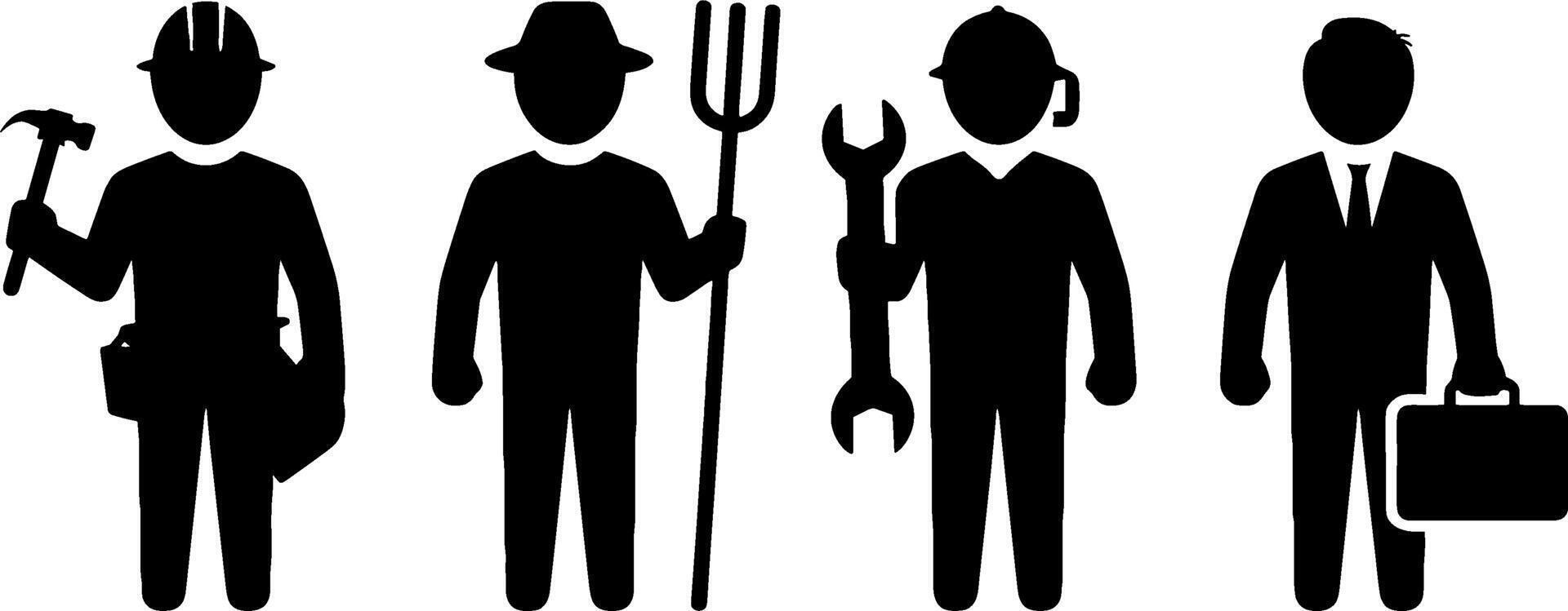 Worker Silhouettes Construction Farmer Mechanic Businessmans vector