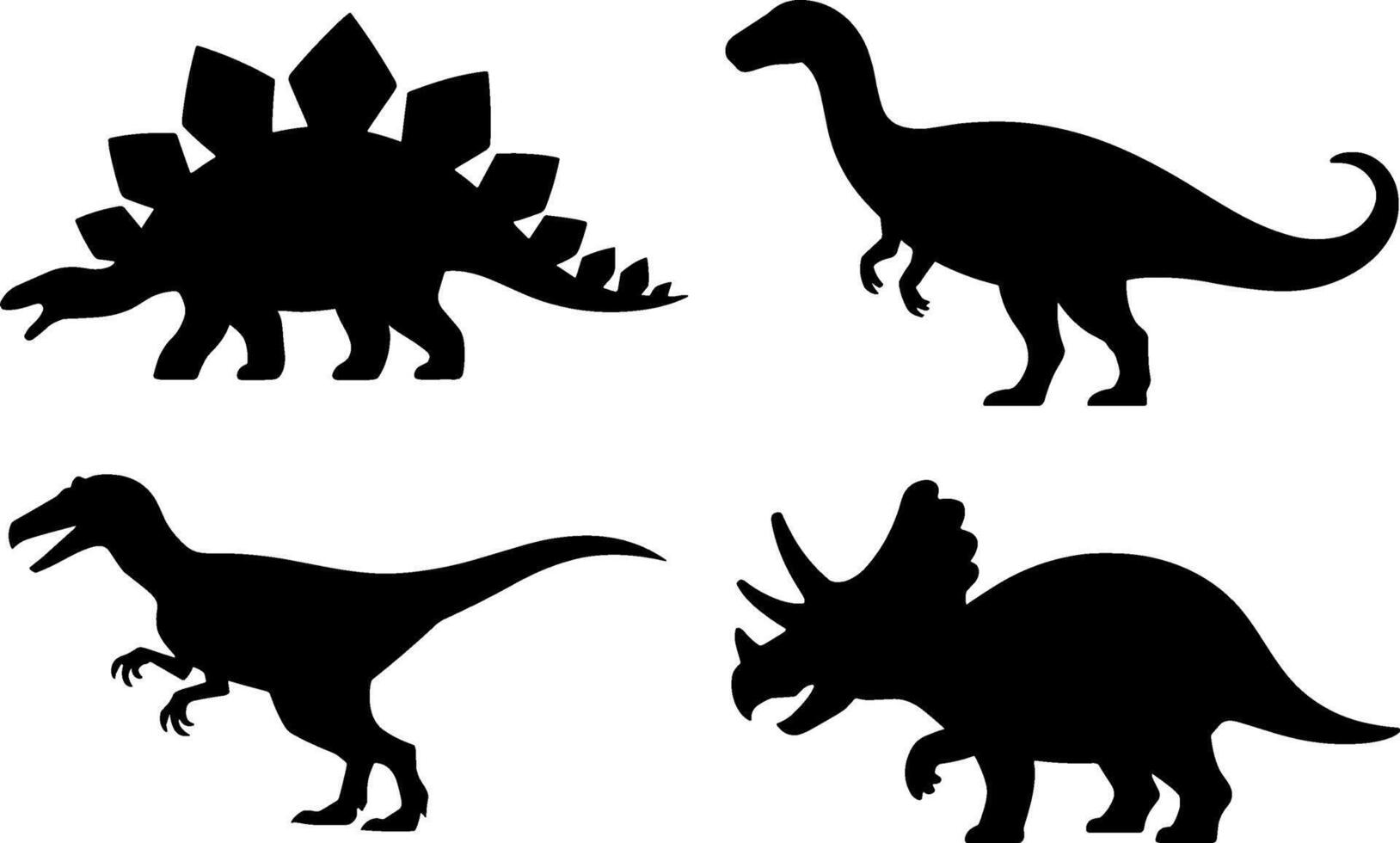 Dinosaur Silhouettes Stegosaurus Velociraptor Brachiosaurus Triceratopss vector