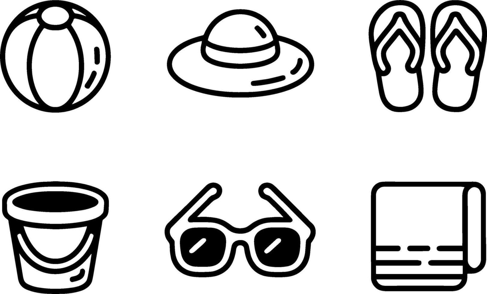 Beach Essentials Set Summer Vacation Accessoriess vector