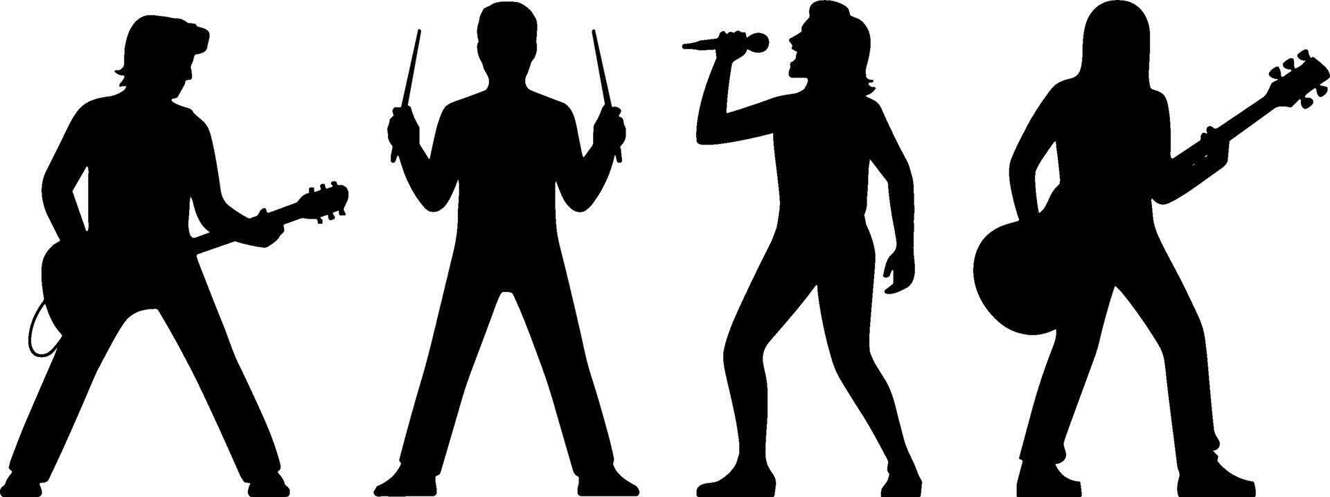 Silhouette Rock Band Performing Live Music Concert vector