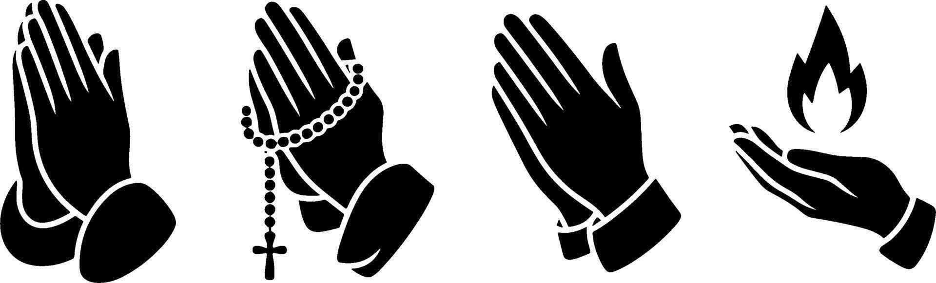 Praying Hands Set Religious Faith Symbols Spirituals vector