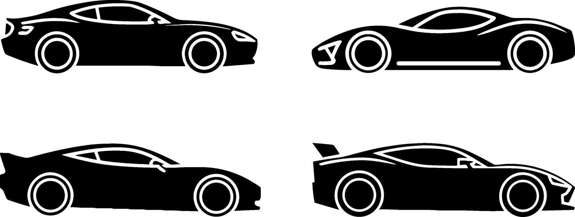 Sports Car Silhouette Set Speed Racing Autos vector