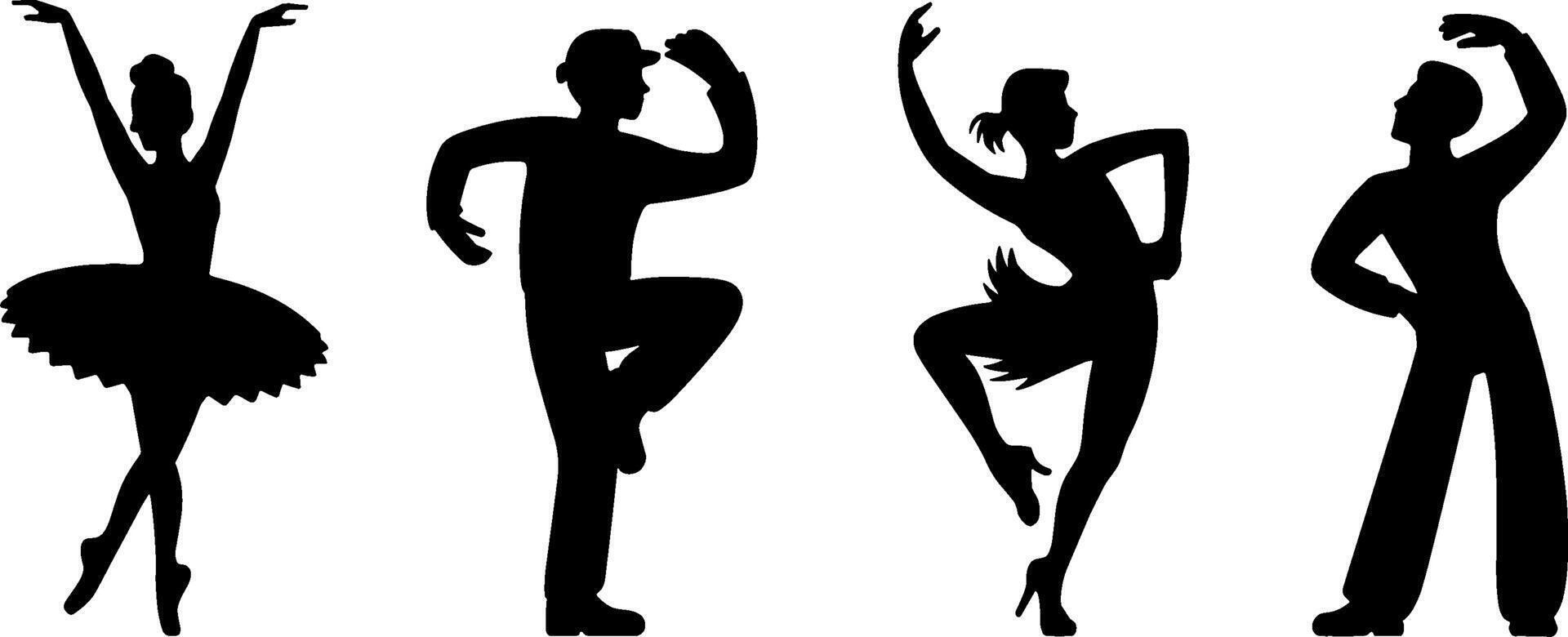 Dance Silhouettes Ballet Flamenco Salsa Jazz Performance Poses vector